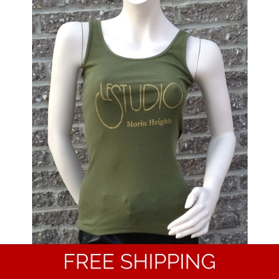 Woman Army Green Tank Top Gold Front Logo M/H